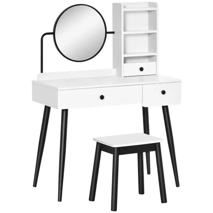 YJN Vanity Desk,Makeup Vanity Desk with Mirror, Makeup Vanity Desk with Drawer, Adult Bedside Table Dressing Table, Makeup Table for Bedroom Space - Ouch Cart