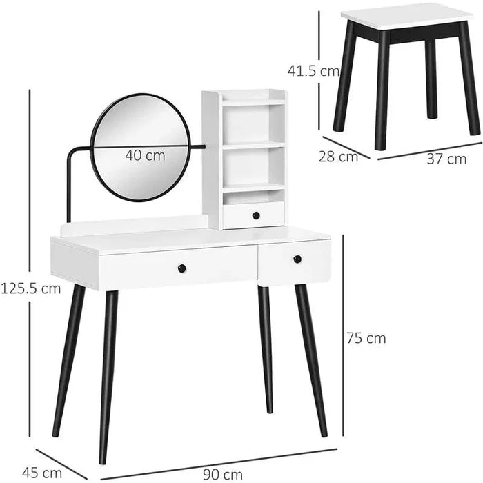 YJN Vanity Desk,Makeup Vanity Desk with Mirror, Makeup Vanity Desk with Drawer, Adult Bedside Table Dressing Table, Makeup Table for Bedroom Space - Ouch Cart